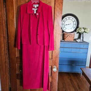 Jessica Howard Vintage 2-Piece Red Dress & Jacket Size 8 | Elegant Retro Set